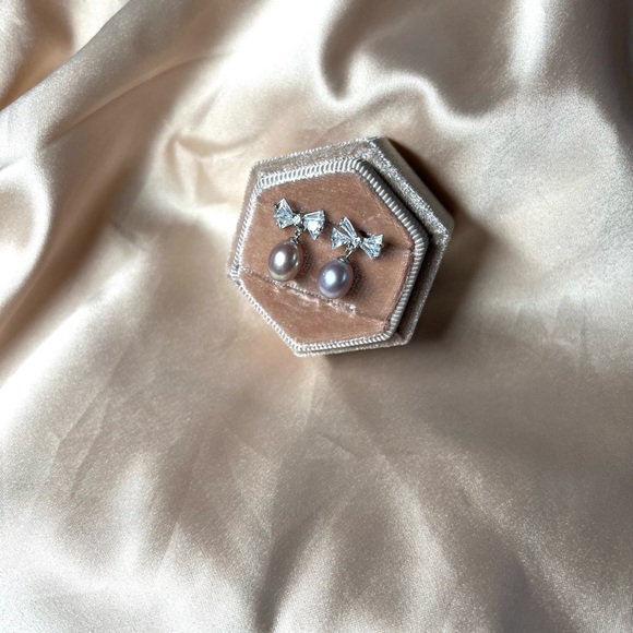 Genuine Fresh Water Pearl Earrings 925 Sterling Silver Teardrop Pearl - Picture 8 of 10